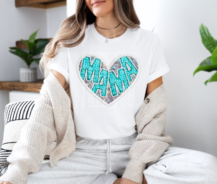 Faux Sequin Mama Heart