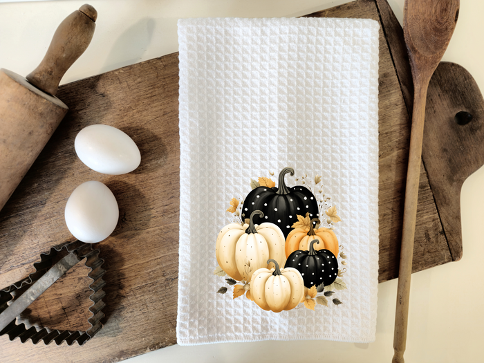 Black and White Pumpkin Tea Towel