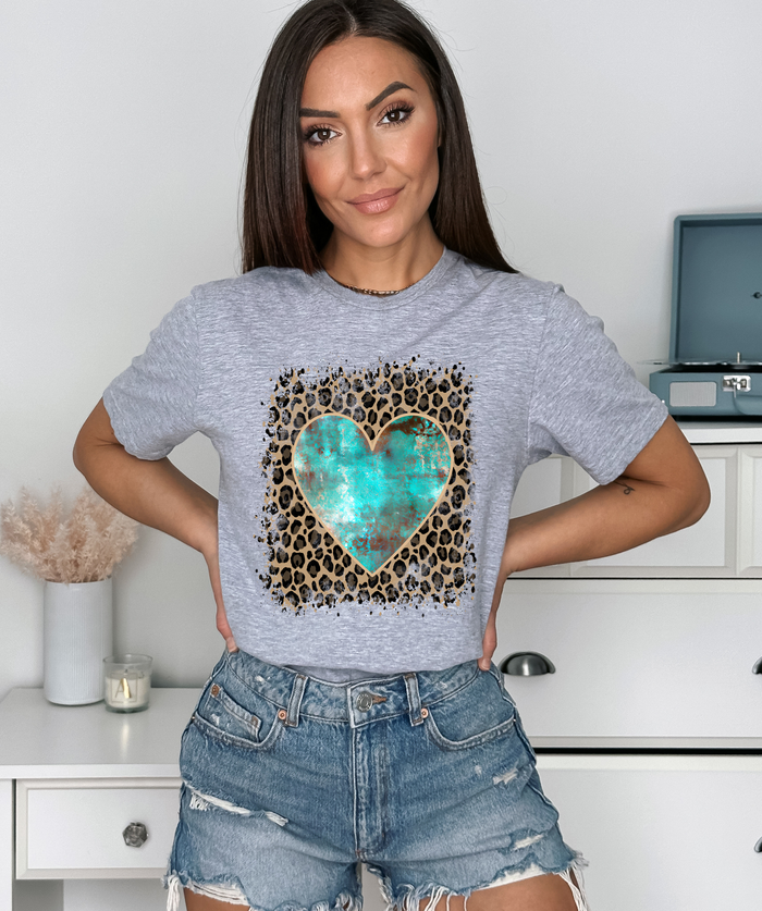 Turquoise Leopard Heart