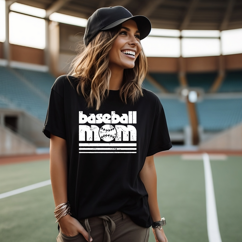 Retro Baseball Mom Distressed