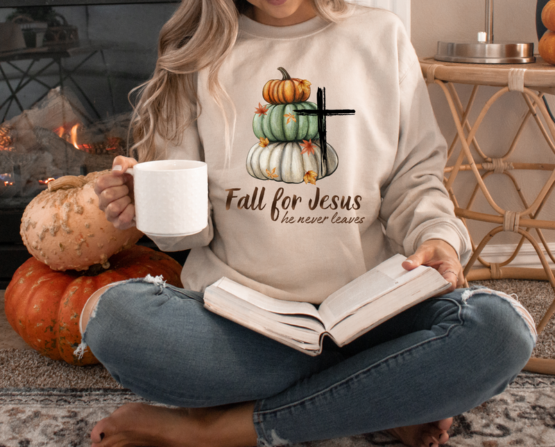 Classic Fall For Jesus He Never Leaves