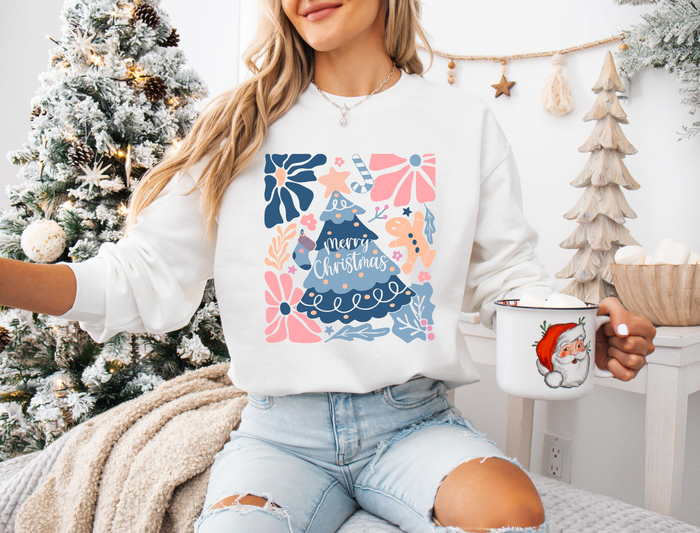 Blue and Pink Merry Christmas Boho