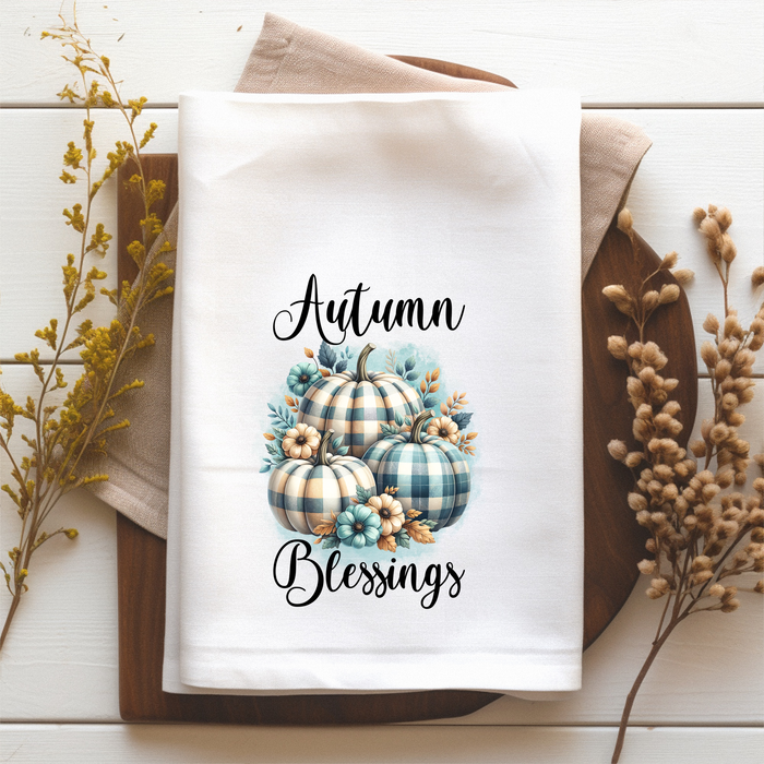 Autumn Blessing Tea Towel - Teal