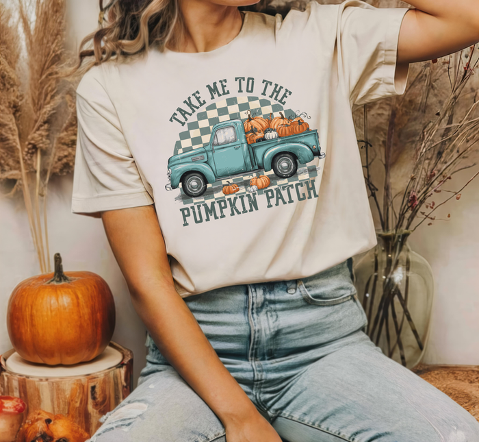 Distressed Take Me To The Pumpkin Patch Teal