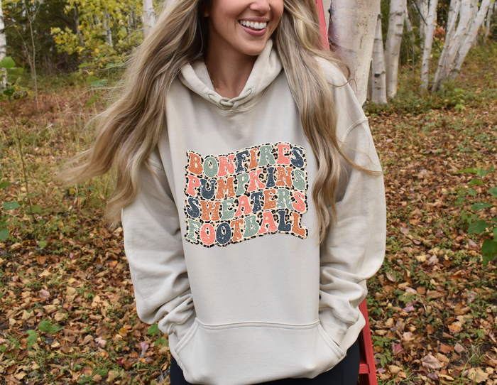 Leopard Distressed Bonfires Pumpkins Sweater Football