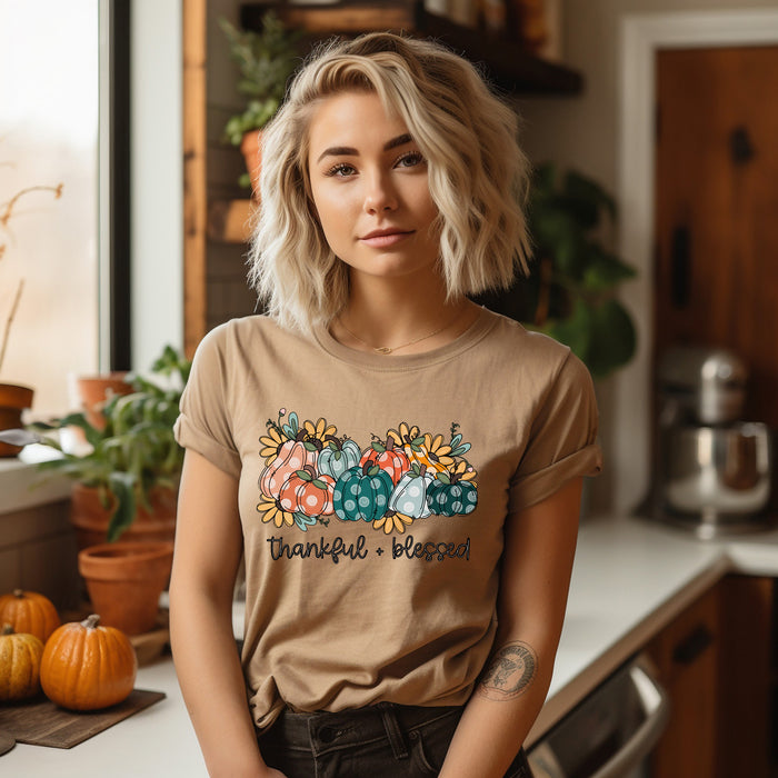 Thankful - Blessed - Floral Pumpkin