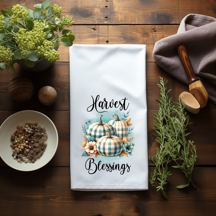 Harvest Blessing Tea Towel - Teal