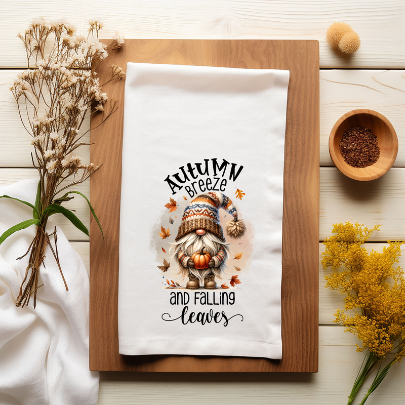 Autumn Breeze And Fall Leaves Tea Towel