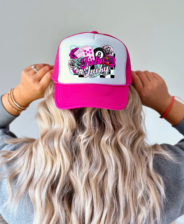 Neon Feelin' Lucky - Trucker Hat Print